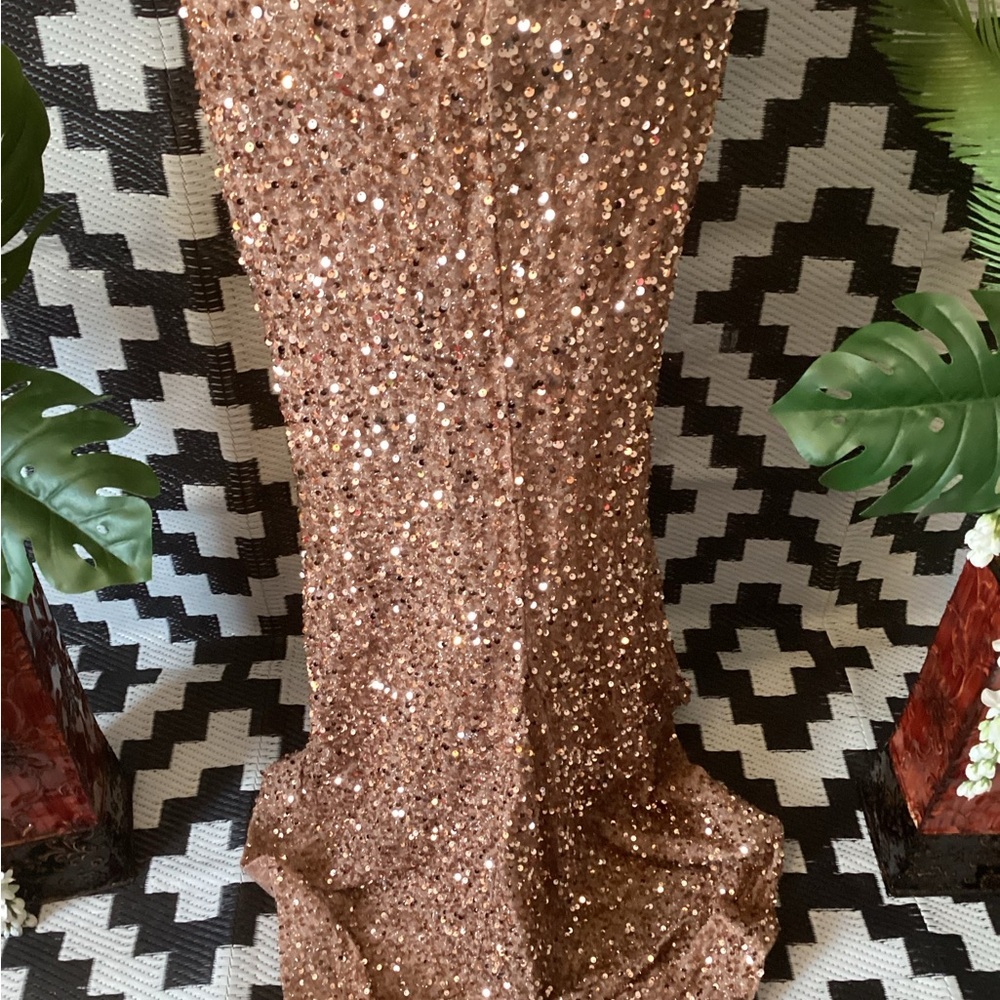 Plus Size Prom Dress Glamorous Rose Gold Sequin 3X Stretch - Picture 11 of 11